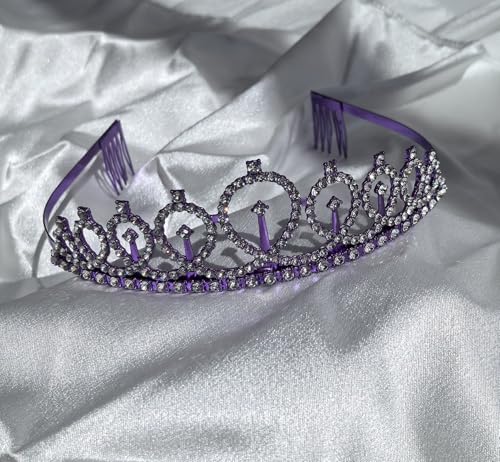 Corona de cumpleaños 9 años con tiara morada ajustable y estable 4