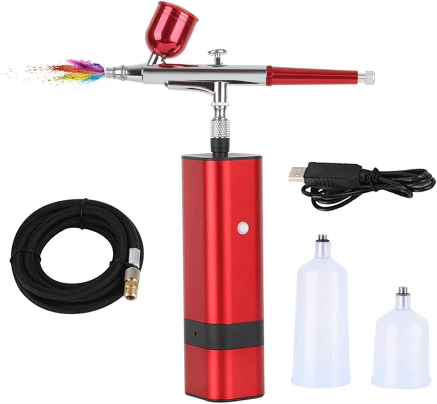 Sand Blaster Mini Airbrush Kit Cup Replaceable Black Red Spray Gun for Painting Barber Makeup Food Decoration Tatoo Nail (Color : E)