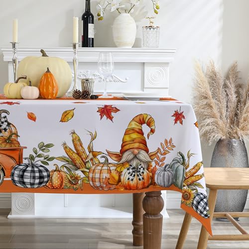 Fall Tablecloth 60x104 Inches Rectangle - Fall Decorations for Home - Orange Pumpkins Table Cloth Pumpkins Fall Decor for Home, Table, Party, Kitchen - Image 3