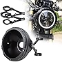 HARPUOU 7inch Aluminum Alloy CNC Motorcycle Headlight Housing Bucket with CNC Side Mounting Bracket 55-59MM Fork Tube Holder Clamps for Motorcycle
