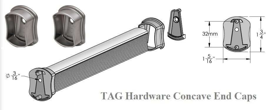Miniatura 2 de TAG Hardware - 1 par de bridas de soporte de extremo cóncavo para armario (aluminio mate)