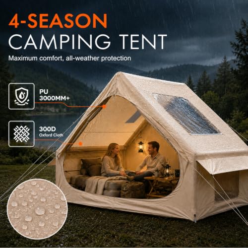 Carpa inflable para camping para 4-6 personas con claraboya y salida para estufa miniatura 3