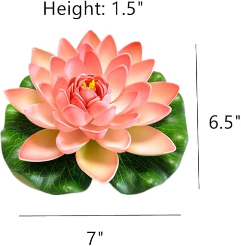 Miniatura 3 de Juego de 9 flores de loto flotantes de 7 pulgadas y almohadillas de lirio, almohadillas de lirio, almohadillas de lirio de agua, estanque de peces,
