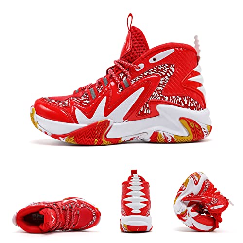 Image of VITUOFLY Kids Basketball Shoes Boys Sneakers Girls Mid-top Sports Shoes | Ankle protection, Non-slip TPR outsole, Cushioned shock-absorbing EVA midsole, Indoor outdoor sports for little & big kids