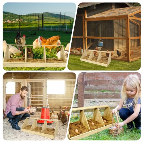 Chicken Nesting Boxes, 3 Compartment Wooden Chicken Laying Boxes, Nesting Boxes for Chickens, Hens, Ducks, Poultry Nest Box for Laying Eggs, Includes 3 Fake Eggs by Nalwort - Image 8