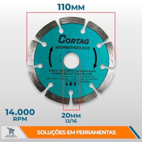 Disco Diamantado Cortag Segmentado ECO110MM 61699 Porcelanato Para Makita Serra Mármore Piso Azulejo
