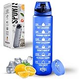 K-MART Botella de agua deportiva de 1 litro, sin BPA, a prueba de fugas, perfecta para correr, ciclismo, gimnasio, yoga, camping y actividades al aire libre, color azul