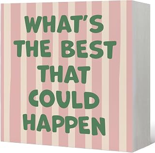 Inspirational What's the Best That Could Happen Wooden Sign， | Motivational Sign for Kids Boys Girls Room Bedroom Playroom Classroom Office Decor