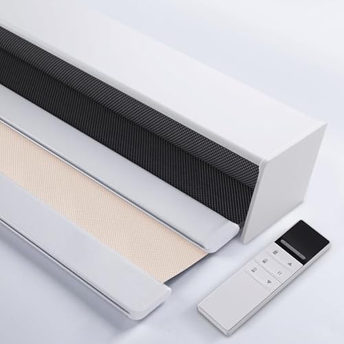 ZSHINE Day and Night Dual Layers Motorized Cordless Polyester Roller Shades Motor Homekit with Valance Rechargeable Motor Suitable for Home, Office, Hotel, Club, Restaurant(B82006D) Black-be