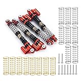 MORLORDY 4Pcs Aluminum Alloy RC Shock 53mm Adjustable Shocks Absorber Dampers Threaded Shock Bodies for 1/24 RC Crawler Car SCX24 Shocks 53mm Upgrades Accessories, Black and Red