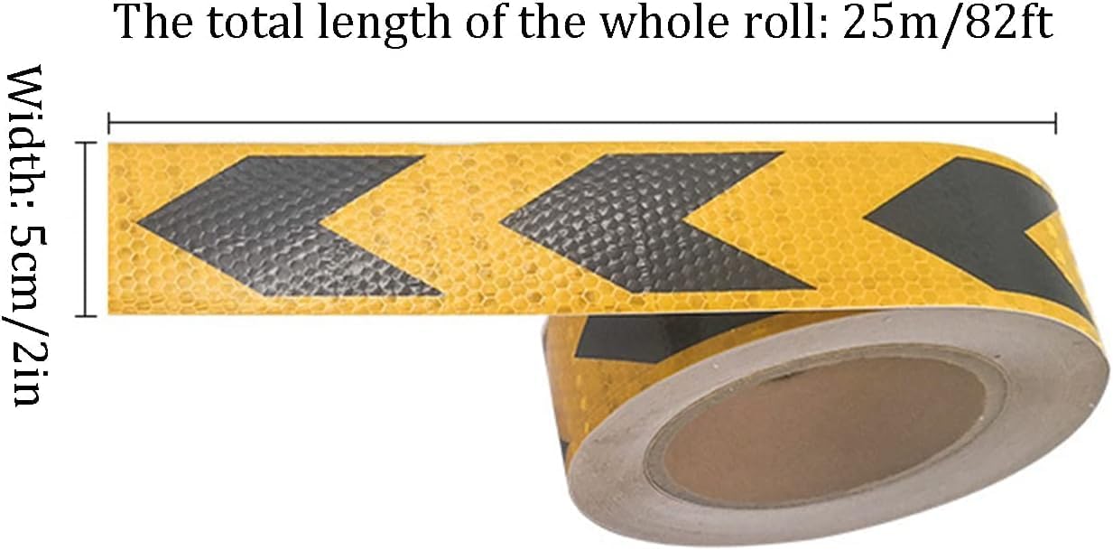 2 Inch X 82 Feet Reflective Hazard Warning Tape, Waterproof Reflector Warning Tape with Vehicle on Night for Road Transport Facilities Vehicles Ships Safety Reminder,Green/Black Tape