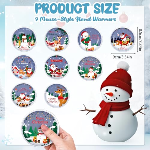9Pcs Hand Warmers Reusable,Instant Hand Warmers Click,Pocket Warmers,Gel Click Heat Pads,Winter Gift for Children Women Man