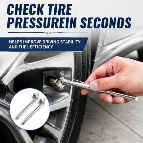 Image of BBTO 2 Pcs 10-120 Psi Low Pressure Tire Gauges Pencil Tire Gauges | Stainless Steel, Tire Gauges for Tire Pressure, Reverse Osmosis Tank, Garden Tractors, Golf Carts, Atv, Sports Equipment