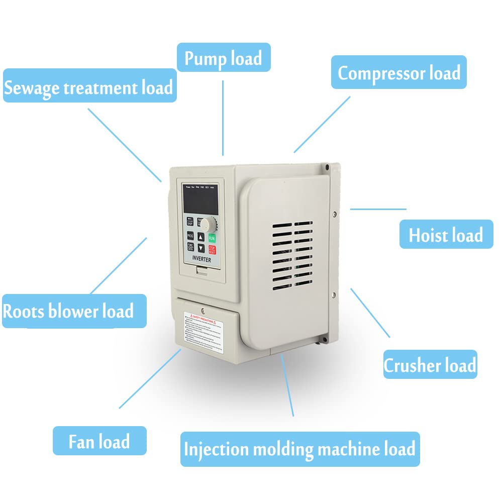 Controlador de velocidad VFD, variador de frecuencia variable de 220 V CA Controlador de velocidad VFD Entrada monofásica Salida monofásica Salida 2.2KW Modo de regulación de voltaje de salida: contro