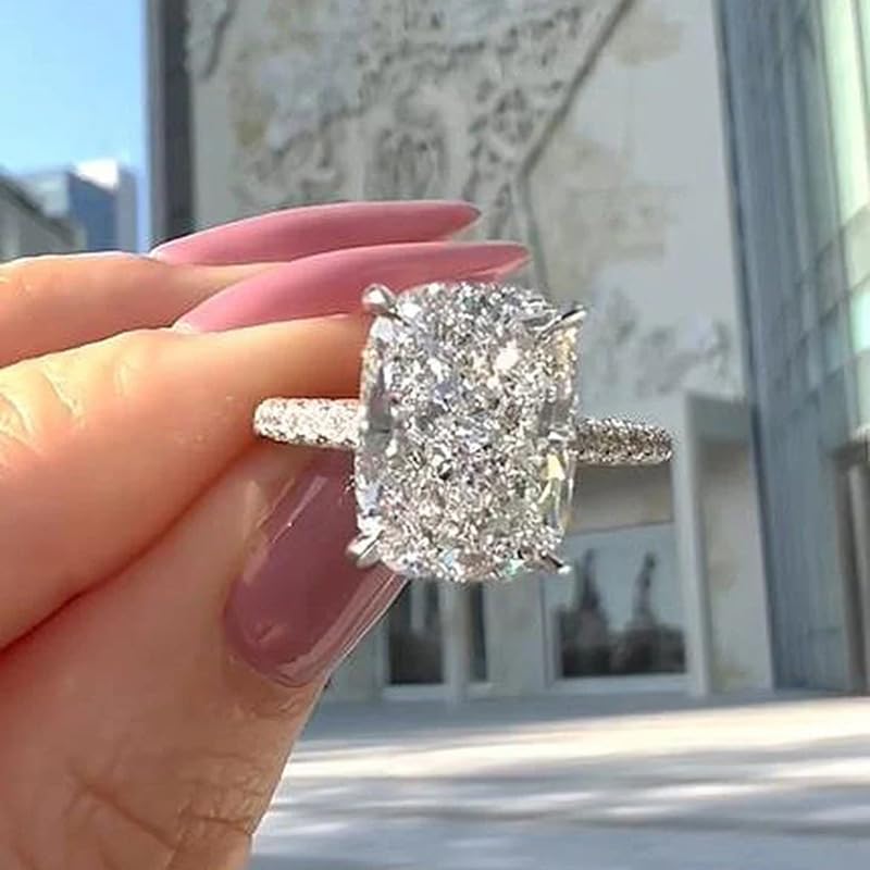 Htayekog 3.5 Carat Elongated Oval Cut Engagement Ring for Women Rectangular Thin Circle Exaggerated Super Sparkly Index Ring Gold Plated 925 Sterling Silver Simulated Diamond Promise Ring6