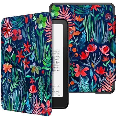 Image of Fintie Case for 7 inch All-New Kindle Paperwhite (12th Generation, 2024) and Kindle Colorsoft Signature Edition - Slim Lightweight Shell PU Leather Protective Cover with Auto Sleep /Wake, Jungle Night