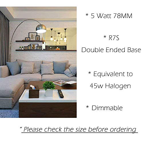 Bonlux Dimmable R7S Led Bulb 78Mm (3'') - 5W T3 Double Ended J Type J78 Led Flood Light Daylight 6000K, 45W Halogen Replacement Bulb For Floor Lamp, Work Light, Security Light (2-Pack) #TOP1