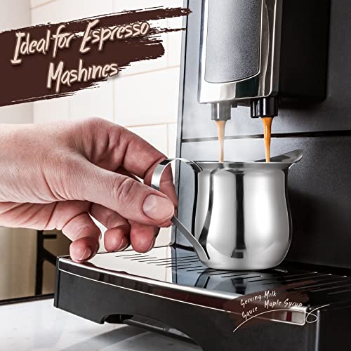 Potchen 24 Pack Stainless Steel Bell Creamers 3 Ounce Creamer Pitcher Mini Coffee Milk Pitchers With Handle And Pouring Spout Cups For Serving Espresso, Tea, Milk, Jam, Maple Syrup, Sauce #TOP5