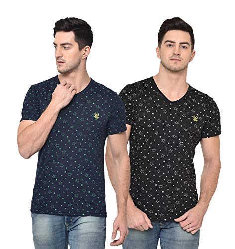 Image of Mack Jonney Men's Cotton Blended Regular Fit T-Shirts (Pack of 2)