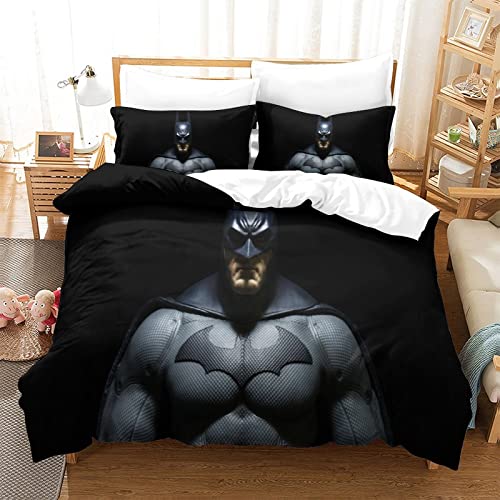 Batman Funda De Edredón Estampado 3D con Fundas De Almohada, Juego De Cama De Microfibra, para Adultos Y Niños Single(135x200cm)