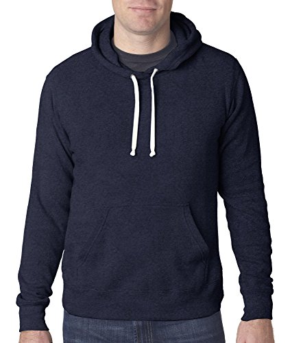 J-America Adult Tri-Blend Fleece Pullover Hooded Sweatshirt, Navy, Medium