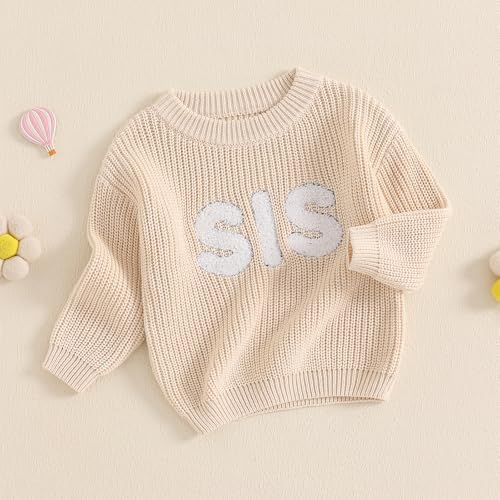 Eadrioss Girls Fall Sweaters Letter Embroidered Long Sleeve Round Neck Ribbed Knitted Pullover3