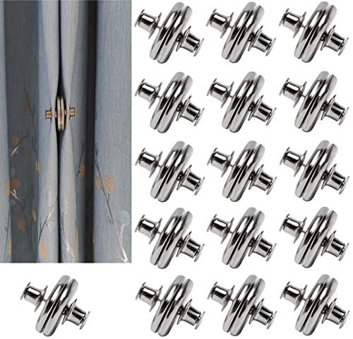 Yteseery 16 Pairs Magnetic Curtain Clips, Curtain Weights Magnets for Thin Drapery, Curtain Magnets Closure Prevent Light Leaking, Double Sided Magnetic wtih Strong Heavy Magnets
