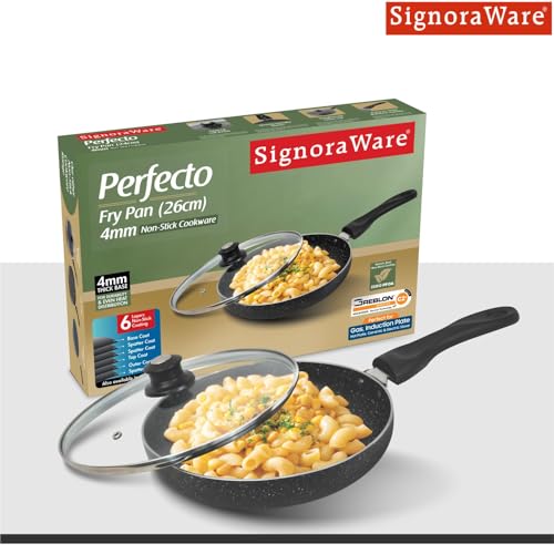 Image of Signoraware Perfecto 6 Layer Coating Non Stick FryPan 26cm | Prevent Sticking | Gas & Induction Compatible | Ideal for Sauteing Veggies, Frying Snacks or Making Gravy & Stir-Fries (2.25 LTR | Steel)