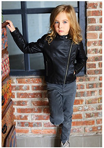 LJYH Girls Faux Leather Quilted Shoulder Motorcycle Jackets Kids Spring Moto Biker Coats4