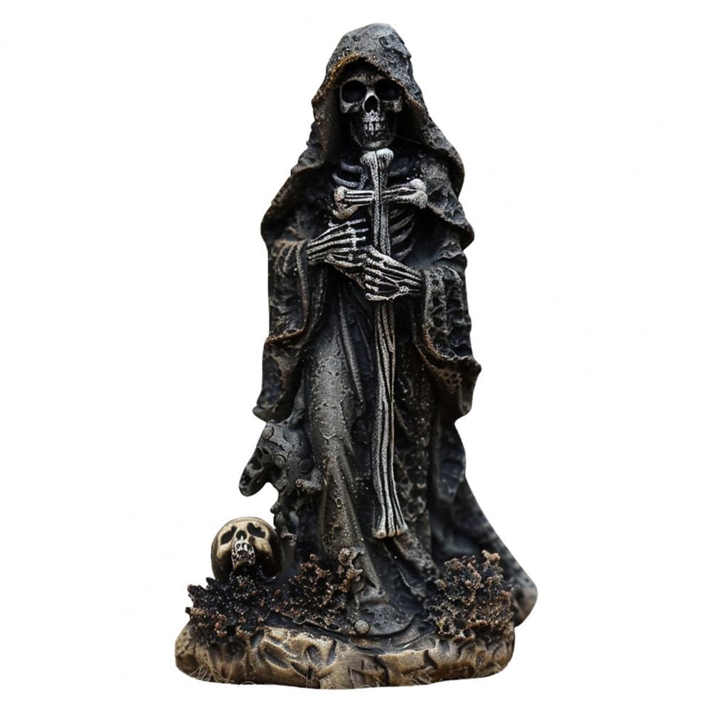 CTRLZS Skeleton Figurine Evils Grim Reaper for Halloween Home Decor Resin Statue Sculpture Ornament D