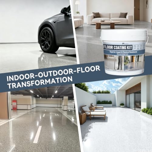 Pintura epoxi con arena para pisos multi-superficie autonivelante (gris océano) 1 galón para garage, sótano, patio y entrada miniatura 5
