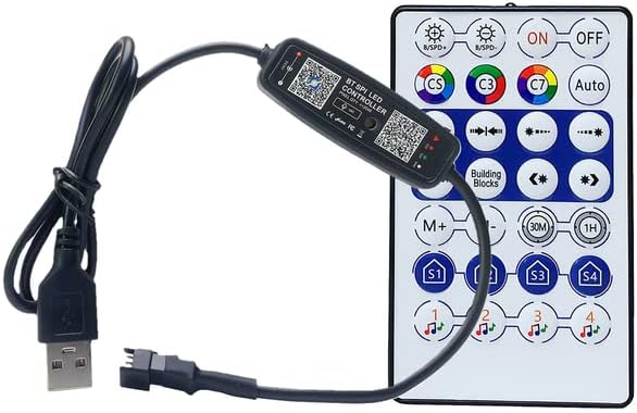 USB Bluetooth Pixel Controller 5V WS2812B SK6812 RGB LED Strip BT SPI Music MIC Remote Controler (USB with Remote)