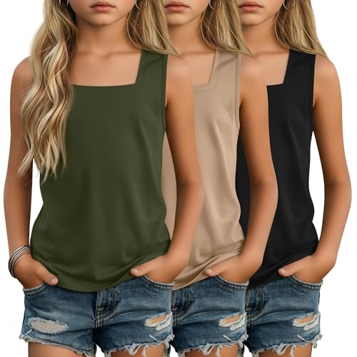 Image of 3 Pack Girls Square Neck Tank Tops