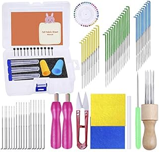 124 Pcs Felting Needles Kit, 3 Sizes Felt Needles, Needle Felting Needles with Awl, Wooden Handle, Scissor and Other Needle Felting Tool for Needle Felting, Wool Felting DIY