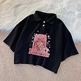 caiao camicia gotica harajuku top estetico in stile corto estivo vintage stampato top top women kawaii camicette-black02,xl