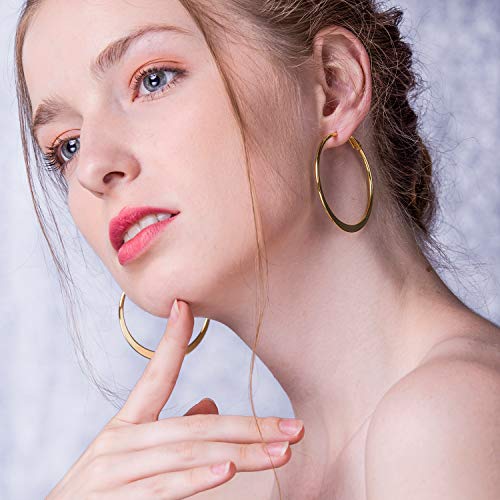 Hoops Earrings, Fashion Jewelry 18K Gold Plated Hoop Earrings For Women Girls Sensitive Ears Hypoallergenic #TOP2