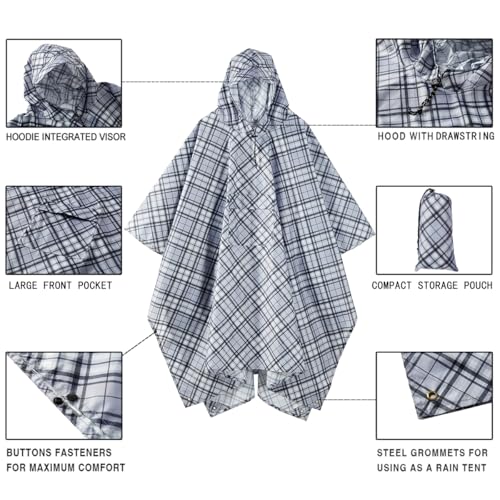 Image of salamra Hooded Rain Poncho Waterproof Raincoat Jacket for Men /Women /Adults with Pocket