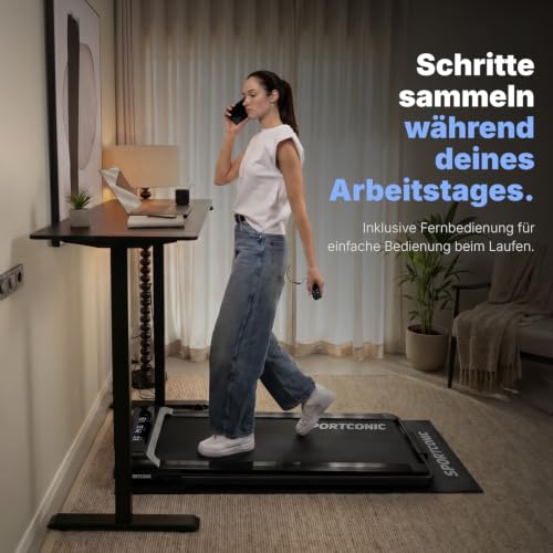 Sportconic Laufband 1–12 km/h – klappbar & elektrisch für Zuhause – leise Nutzung unter dem Schreibtisch – Walking Pad mit Steigung… – Ansicht 3