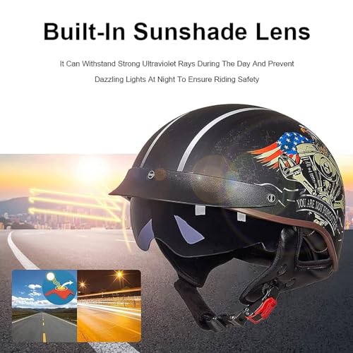 Casque demi-casque moto ouvert pour lunettes visière jet rétro