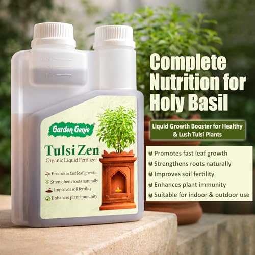 Image of Garden Genie TulsiZen - Organic Liquid Fertilizer for Tulsi Plants, 250ml | Plant Food with Growth Nutrients | Growth Booster for Healthy Leaves, Strong Roots & Daily Vitality