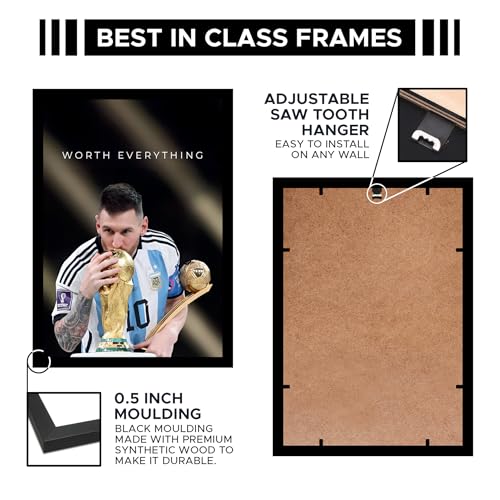 Image of CodersParadise Motivational Messy Football Champion Poster Frame | Premium A4 Motivational Wall Art for Bedroom, Office & Gaming Setup | Inspiring Soccer Victory Decor for Fans, Players & Achievers