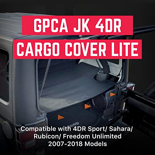 Image of GPCA Cargo Cover for Jeep Wrangler 2007-2018, JK 4-Door SoftTop /Hardtop
