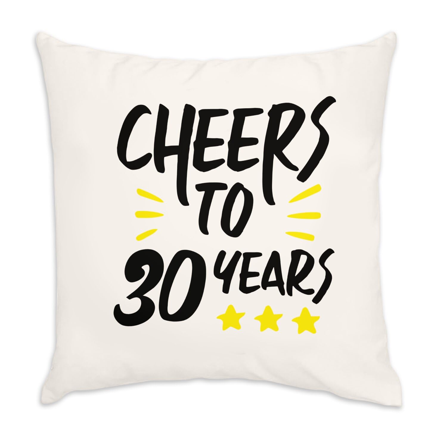 Coussin 30 ans anniversaire blanc et étoiles pour un cadeau trentaine mémorable