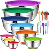22Pcs Mixing Bowls with Airtight Lids, Umite Chef Stainless Steel Nesting Mixing Bowls Set for...