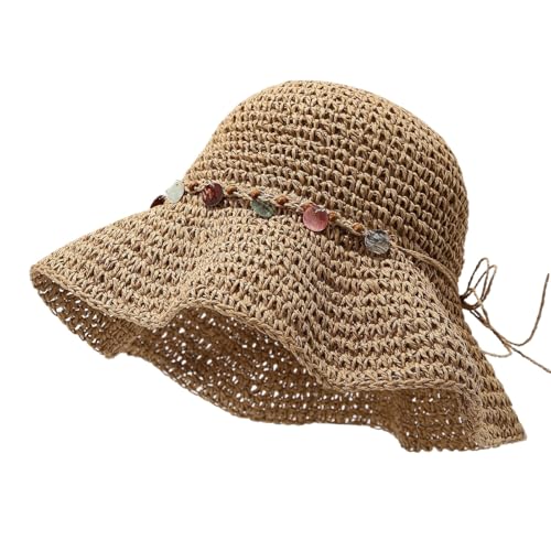 YAMEE Sonnenhut Damen Sommer Stroh,Strandhut Damen Strohhut Faltbar...