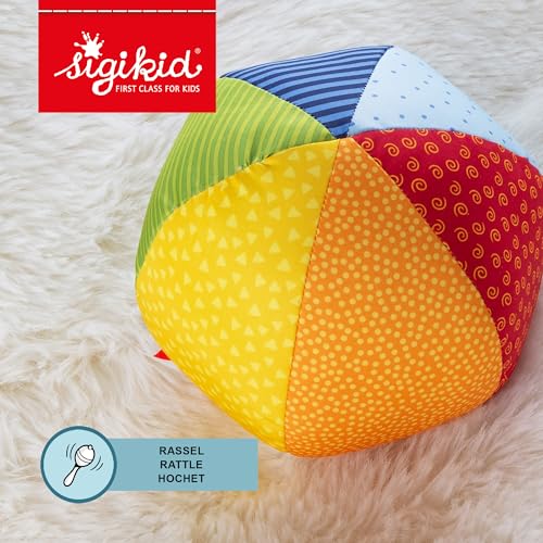 SIGIKID 49581 Softball groß Baby Activity PlayQ Mädchen und Jungen Babyspielzeug empfohlen ab 3 Monaten mehrfarbig, Ball 19 cm