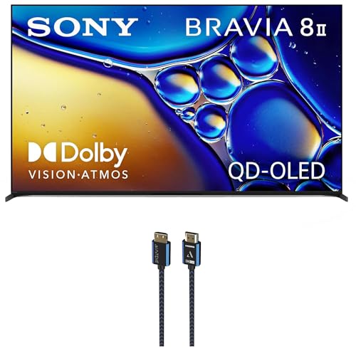 Image of SONY K55XR80M2 55 Inch Bravia 8 QD-OLED 4K HDR Google TV with an Austere 5S-4KHD2-2.5M V-Series 2.5m Premium 4K HDR HDMI Braided Cable (2025)