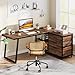 Tribesigns L-Shaped Computer Desk with 3 Drawers, Reversible Corner Home Office Desk with Shelves, 53-Inch Industrial PC Desk Study Writing Table Workstation for Small Space, Rustic Brown