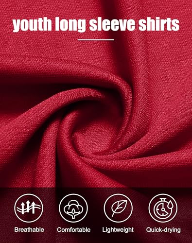 Boys Youth Long Sleeve Shirt Athletic Casual Shirts for Teens Moisture Wicking Performance Sports T-Shirt4