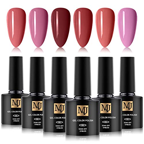 FERCAISH 6 Pcs Gel Nail Polish Set, Eco-Friendly Pastel Gel Polish Starter Kit Soak Off UV LED Nail Gel Manicure Varnish Set